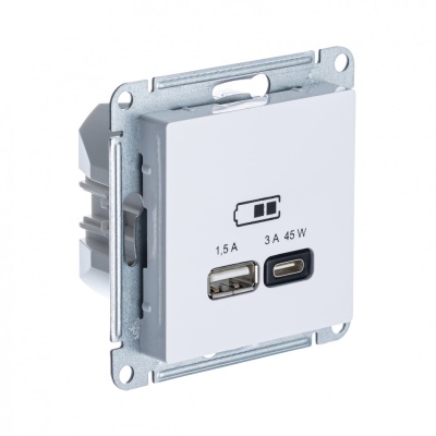Systeme Electric AtlasDesign Белый USB Розетка A + тип-C 45W высокоскор.заряд. QC, PD, мех ATN000129.