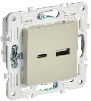 SKANDY Бежевый Розетка USB A+C 3,1А SK-R14B SK-U22-D31-K10 IEK 