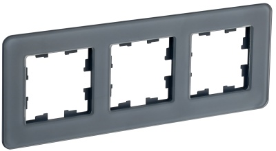 IEK BRITE DECOR Графит матовый стекло скругл.угол Рамка 3-постовая РУ-3-2-Бр RE (BR-M32-G-41-K53) 