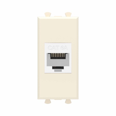 DKC Компьютерная розетка RJ-45 без шторки модульная, кат.6А, "Avanti", "Ванильная дымка", 1 модуль 
