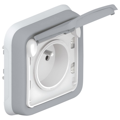 Legrand Plexo Серый Розетка 2К+3 безвинт. зажим франц. станд. 