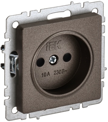 IEK BRITE BASE Бронза Розетка без заземления с защитными шторками 10А РСш10-2-БрТБ (BR-R13-10-K45) 
