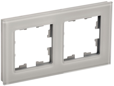 IEK BRITE DECOR Дымчатый глянец стекло Рамка 2-постовая РУ-2-2-БрД (BR-M22-G-K30) 