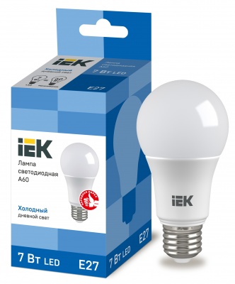 IEK Лампа светодиодная ECO A60 шар 7Вт 230В 6500К E27 