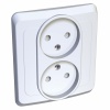 ЭТЮД ВСТРОЕННАЯ ДВОЙНАЯ РОЗЕТКА без заземления со штороками 16А 250B, БЕЛЫЙ, Россия PC16-006B 