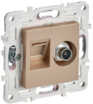 SKANDY Песочный Розетка двойная TV+RJ45 кат.6E SK-A15Sa SK-AK20-2-K98 IEK 