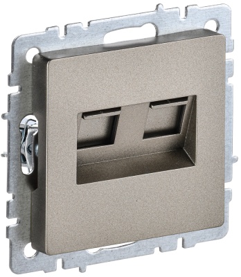 IEK BRITE BASE Шампань Розетка компьютерная двойная RJ45 кат.5E РК10-2-БрШ (BR-K20-1-K37) 