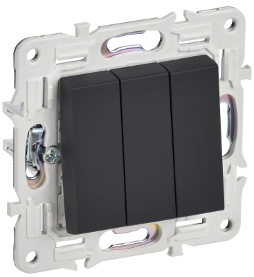 SKANDY Графит Выключатель трехклавишный 10А SK-V11G SK-V30-0-10-K53 IEK 
