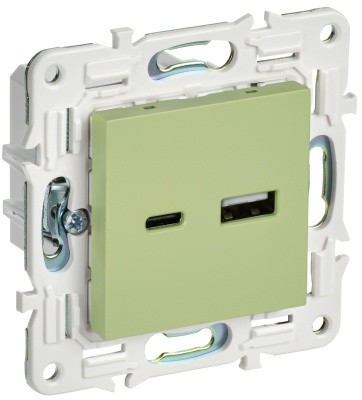 SKANDY Мятный Розетка USB A+C 18Вт SK-R13G SK-U22-018-K06 IEK 