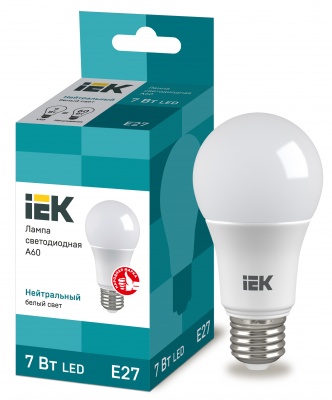 IEK Лампа светодиодная ECO A60 шар 7Вт 230В 4000К E27 