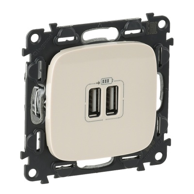 Legrand Valena ALLURE Слоновая кость Розетка 2-ая USB 240В/5В 1500мА (с лицевой панелью) 754996 