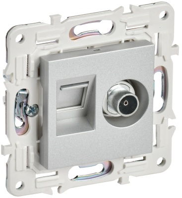 SKANDY Серебряный Розетка двойная TV+RJ45 кат.6E SK-A15S SK-AK20-2-K23 IEK 
