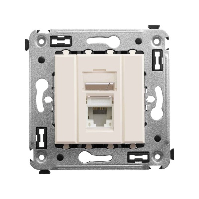 DKC Компьютерная розетка RJ-45 в стену, кат.6А одинарная, "Avanti", "Ванильная дымка" 