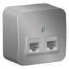 BLANCA НАКЛАДНАЯ РОЗЕТКА ДВОЙНАЯ компьютерная RJ45, кат.5E, с изолирующей пластиной, АЛЮМИНИЙ BLNIA045453 
