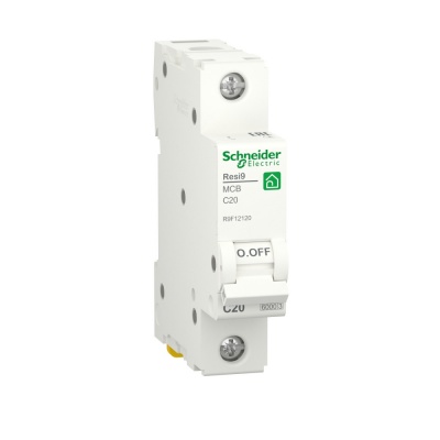 Автоматический выключательSchneider Electric RESI9 С 20А 1П 6000A R9F12120 