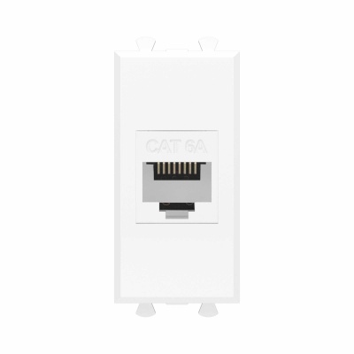 DKC Компьютерная розетка RJ-45 без шторки модульная , кат.6А, "Avanti", "Белое облако", 1 модуль 