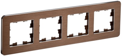 IEK BRITE DECOR Коричневый металл. скругл.угол Рамка 4-постовая РУ-4-1-Бр RE AL (BR-M42-M-21-K30) 