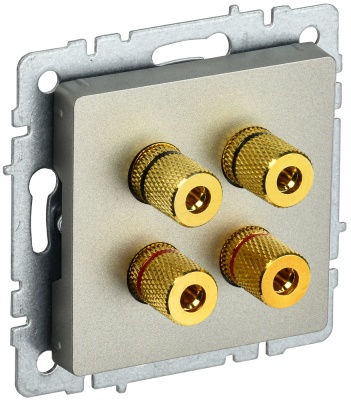 IEK BRITE BASE Шампань Аудиорозетка четырехместная РА10-БрШ (BR-S40-K37) 