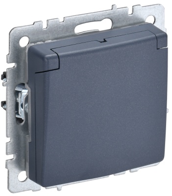 IEK BRITE BASE Маренго Розетка одинарная с заземлением с защ. штор и крышкой 16А IP44 РСбш10-3-44-БрМ (BR-R16-16-44-K35) 