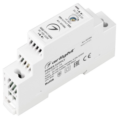 Arlight Блок питания ARV-DR15-24 (24V, 0.63A, 15W) (IP20 DIN-рейка) 