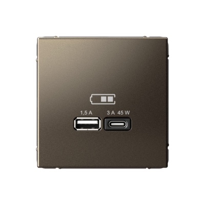 SE ArtGallery Мокко USB Розетка A + тип-C 45Вт высокоскор.заряд. QC, PD, механизм GAL000629 