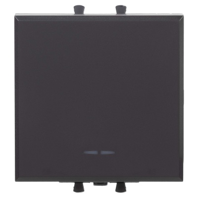 DKC Переключатель одноклавишный модульный, "Avanti", "Черный матовый", 2 модуля 