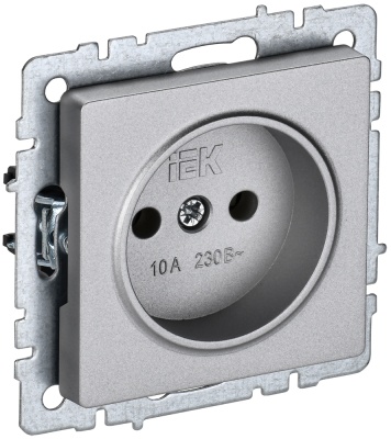 IEK BRITE BASE Алюминий Розетка одинарная б/з 10А РС10-1-0-БрА (BR-R10-10-K47) 