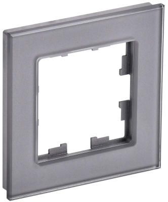 IEK BRITE DECOR Серый глянец стекло Рамка Рамка 1-постовая РУ-1-2-БрСе (BR-M12-G-K03) 