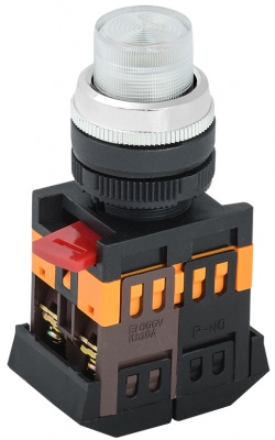 IEK Кнопка ABLFP-22 прозрачный d22мм неон/240В 1з+1р 
