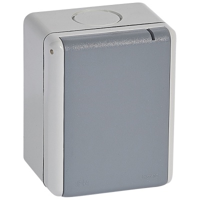 Legrand Plexo Серый Розетка с/з с крышкой, 3К+З 32А,400В,винтовой зажим, накладная, в сборе IP55 