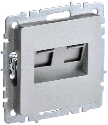 IEK BRITE BASE Алюминий Розетка компьютерная двойная RJ45 кат.6 РК11-2-БрА (BR-K20-2-K47) 