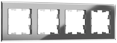 IEK BRITE DECOR Серый глянец стекло Рамка 4-постовая РУ-4-2-БрСе (BR-M42-G-K03) 