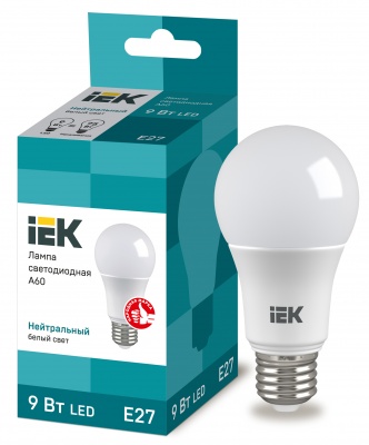 IEK Лампа светодиодная ECO A60 шар 9Вт 230В 4000К E27 