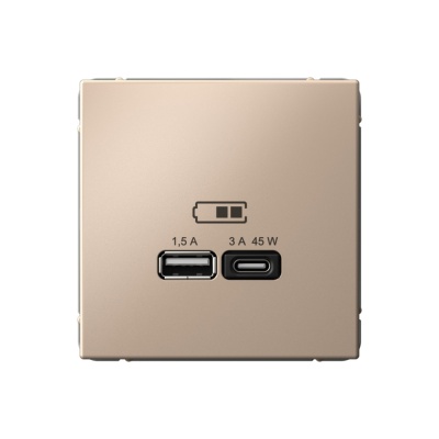 SE ArtGallery Песочный USB Розетка A + тип-C 45Вт высокоскор.заряд. QC, PD, механизм GAL001229 