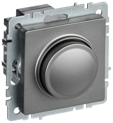 IEK BRITE BASE Сталь Светорегулятор поворотно-нажимной 600Вт СС10-1-0-БрС (BR-D20-0600-K46) 