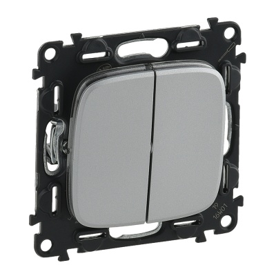 Legrand Valena ALLURE Алюминий Выключатель 2-х клавишный 10А 250В 752905 