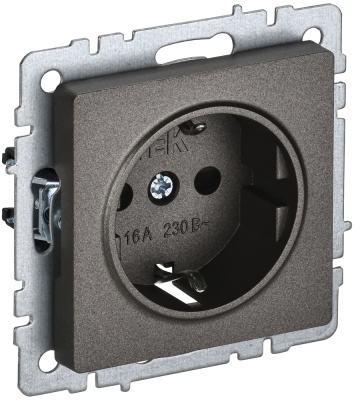 IEK BRITE BASE Бронза Розетка одинарная с заземлением с защитными шторками 16А РС14-1-0-БрТБ (BR-R14-16-K45) 