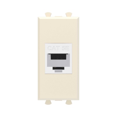 DKC Компьютерная розетка RJ-45 без шторки модульная, кат.5е, "Avanti", "Ванильная дымка", 1 модуль 