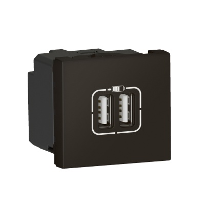Legrand Mosaic Розетка USB для зарядки двойная, 2 модуля, черная 