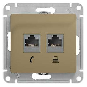 GLOSSA Титан Розетка 2-я RJ11+RJ45, кат.5E GSL000485 