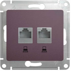 GLOSSA Сиреневый туман Розетка 2-ая компьютерная RJ45+RJ45, кат.5E GSL001485KK 