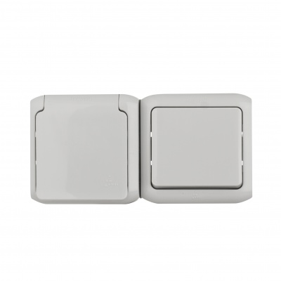 Legrand Quteo Выключатель + розетка с защитными шторками 16 A IP44 Серый 782348 