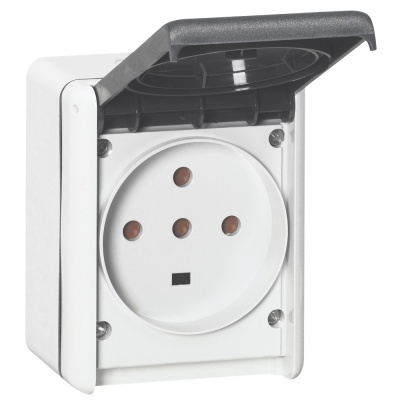Legrand Plexo Серый Розетка с/з с крышкой, 3К+N+З 32А,400В,винтовой зажим, накладная, в сборе IP55 