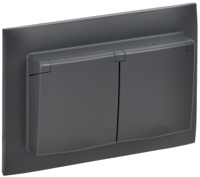SKANDY Титан Розетка двойная с заземлением с крышкой 16А в сборе IP44 SK-R12T SK-R26-16-44-K48-F IEK 