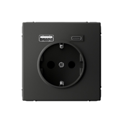 SE ArtGallery Базальт Розетка 16А с 2 USB A+C, 5В/2,4А/3,0А, 2х5В/1,5А, механизм GAL001432 