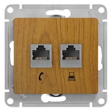 GLOSSA Дуб Розетка 2-ая компьютерная RJ45+RJ45, кат.5E GSL000585KK 