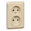 ЭТЮД ВСТРОЕННАЯ ДВОЙНАЯ РОЗЕТКА без заземления без шторок 16А 250B, КРЕМОВЫЙ, Россия PC16-105K 
