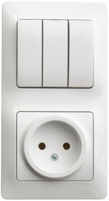 GLOSSA Белый Блок: розетка и 3-кл. выключатель GSL000176 