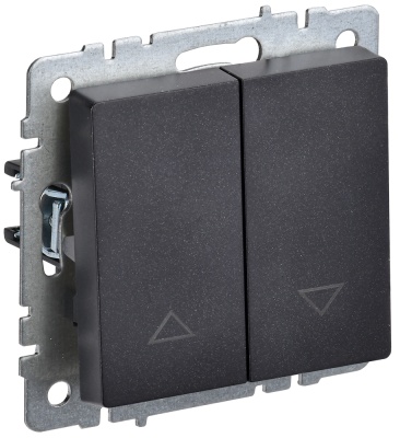 IEK BRITE BASE Черный Выключатель жалюзи 10А ВС10-1-5-БрЧ (BR-V15-0-10-K02) 