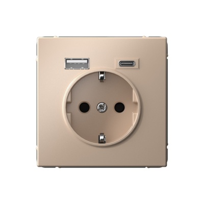 SE ArtGallery Песочный Розетка 16А с 2 USB A+C, 5В/2,4А/3,0А, 2х5В/1,5А, механизм GAL001232 